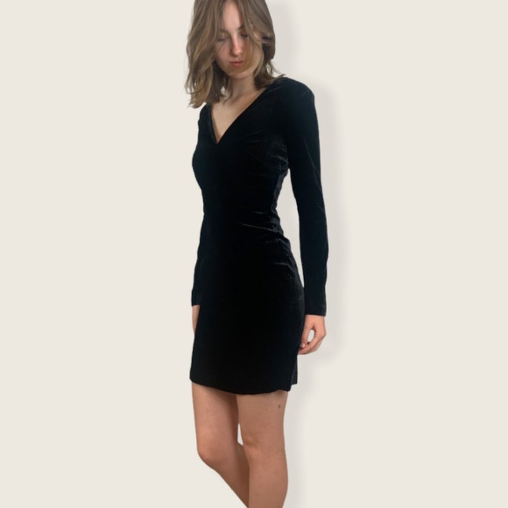 L'AGENCE Long Sleeve Velvet Dress